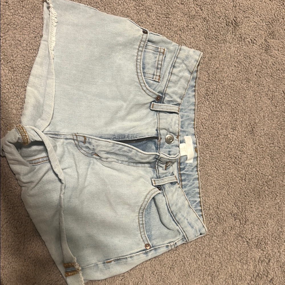 H&M Blue Jean Shorts High-Waisted Distressed